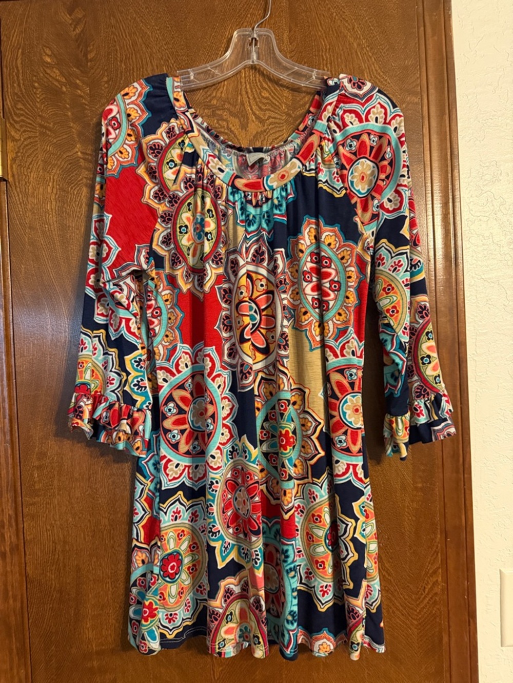 Boho Floral Multicolor Scoop-Neck Tunic Top - Women